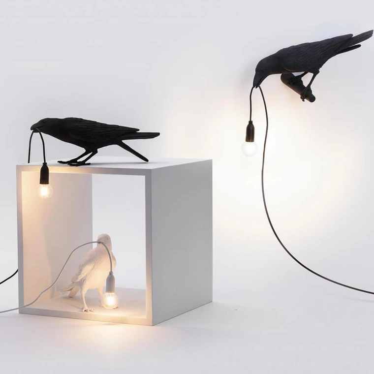 Bird Lamp Playing Table Lamp Outdoor Black Seletti